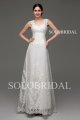 Ivory lace small a line wedding dress tulle train B30234